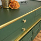 Mid century Nathan deep olive sideboard, retro console, cupboard, drawers