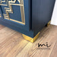 Nathan sideboard in deep teal, gold art deco, mid century, vintage, cocktail cabinet, media unit, dresser, retro