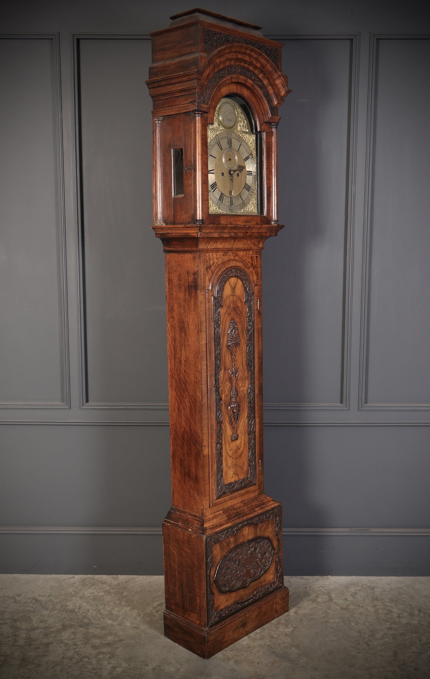 18th Century Walnut Antique Grandfather Clock