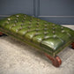 Vintage Regency Green Buttoned Leather Footstool