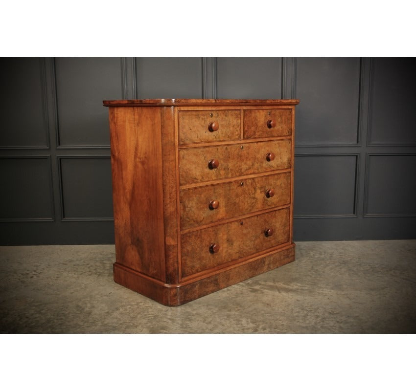 Vintage Victorian Burr Oak Chest Of Drawers