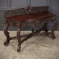 Antique Gothic Burmese Carved Padauk Wood Side Table