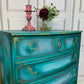 Upcycled Chest of Drawers French Style Drawers Moody Turquoise Colour
