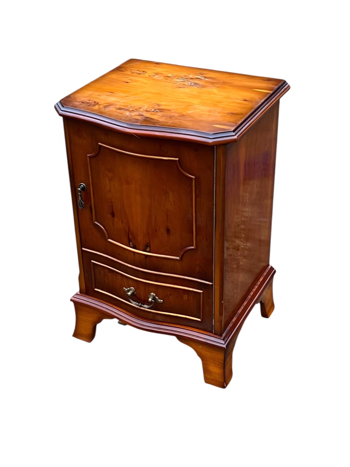 Vintage Georgian style Yew media unit / bedside chest