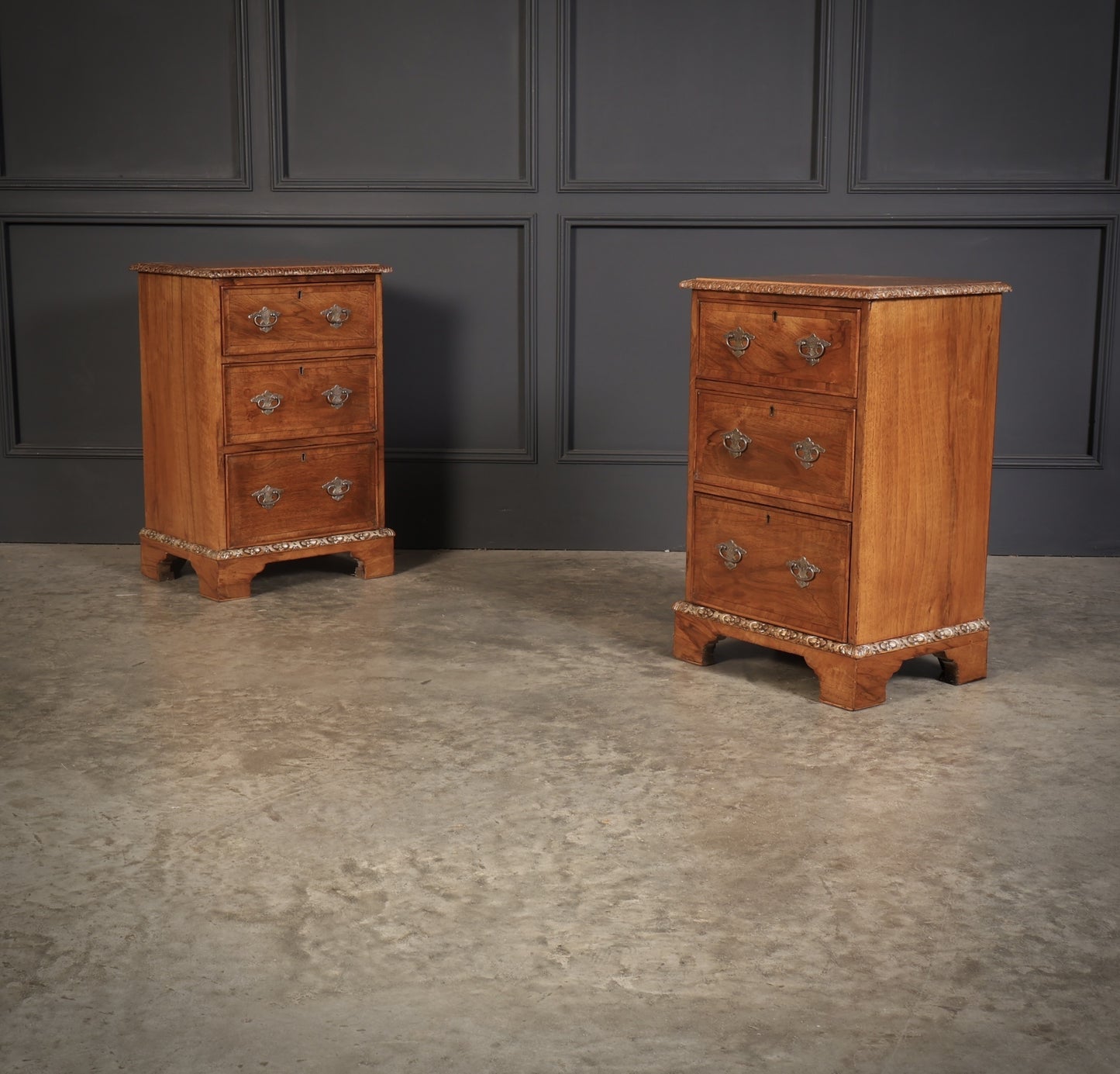 Pair Of Walnut Vintage Bedside Night Stands, 1900s