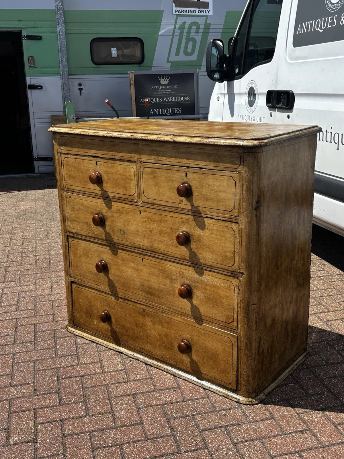 Vintage Victorian Chest Of Drawers With Original Painted Finish, Very Impressive.