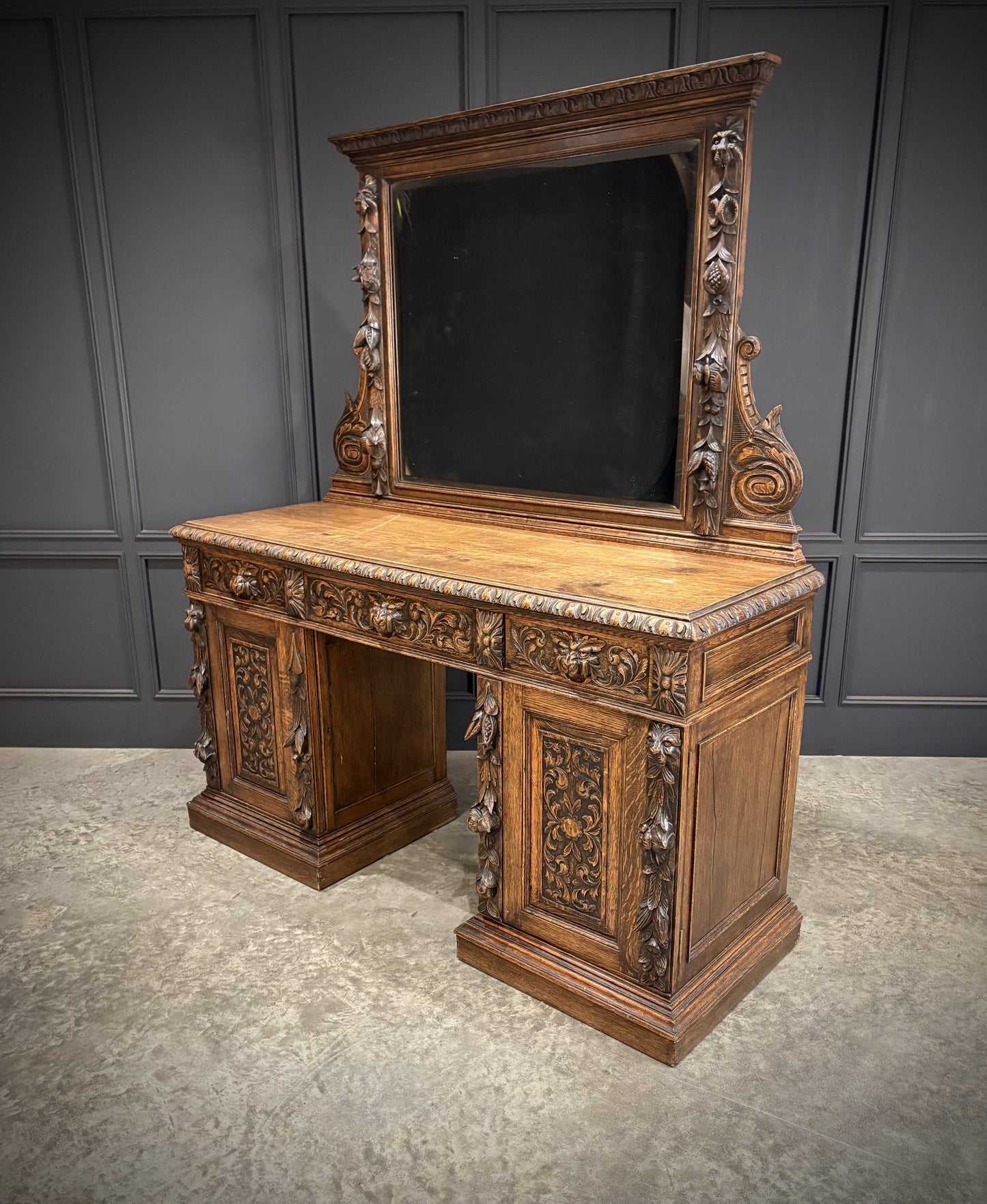 Carved Antique Oak Sideboard