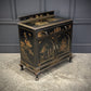 Vintage Chinoiserie Black Lacquered Japanned Sideboard