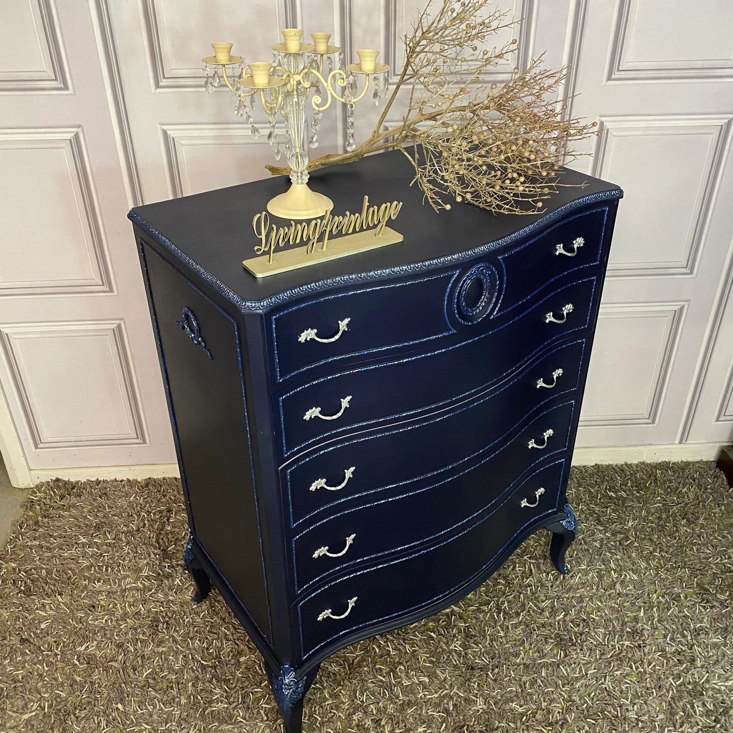 Painted Navy Chest of Drawers French Style Drawers Commissions Open Olympus Furniture