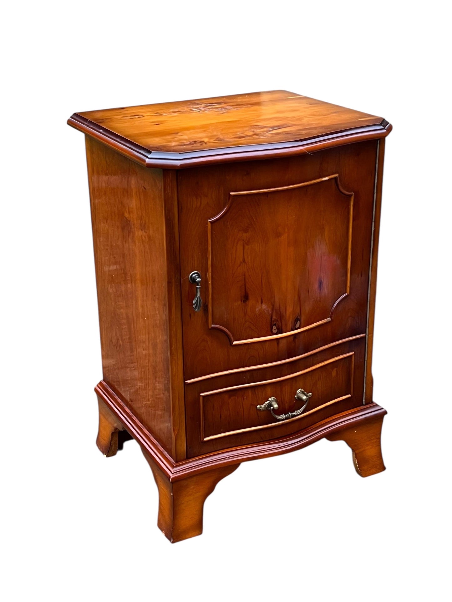 Vintage Georgian style Yew media unit / bedside chest