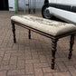 Vintage Georgian Mahogany Long Window Seat With Tapestry Upholstery.