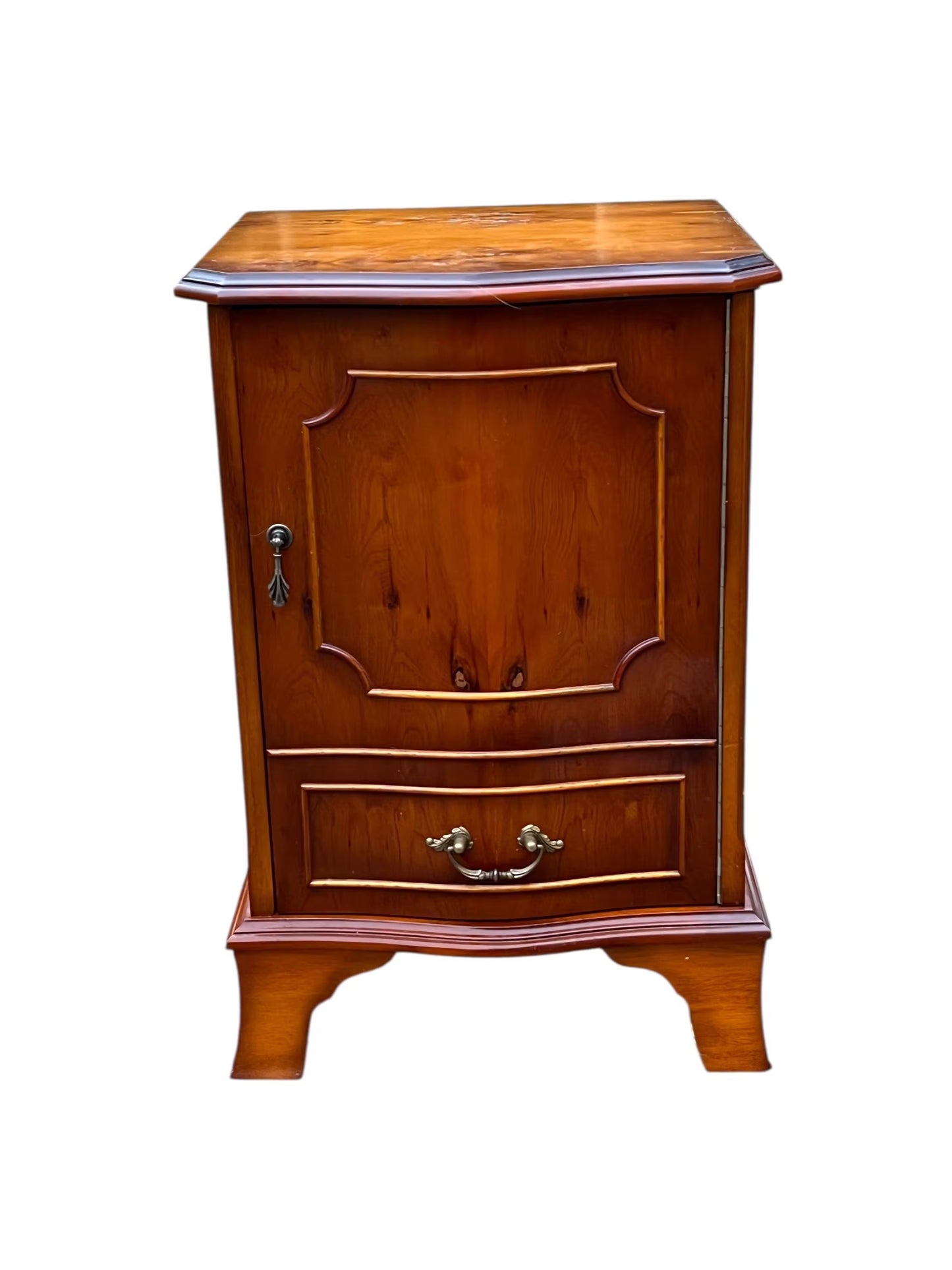 Vintage Georgian style Yew media unit / bedside chest