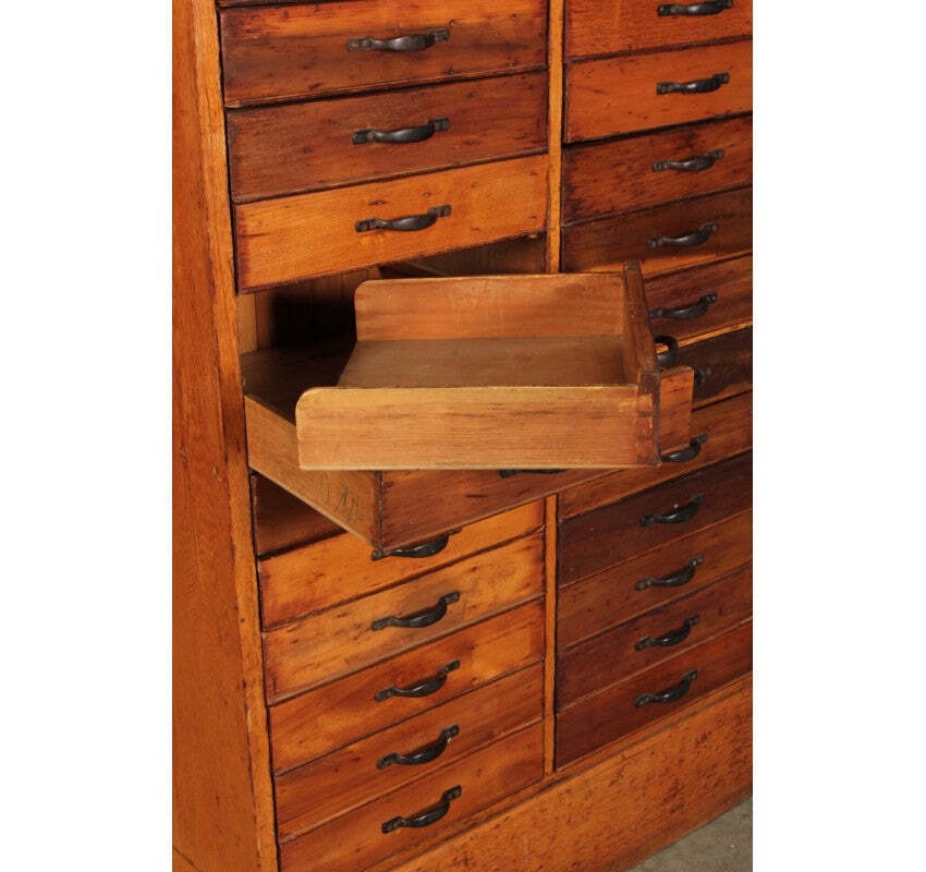 Large Fruitwood Vintage Haberdashery Chest
