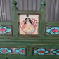 Green Vintage Indian Colonial Solid Wooden Glazed Sideboard Drinks Cabinet