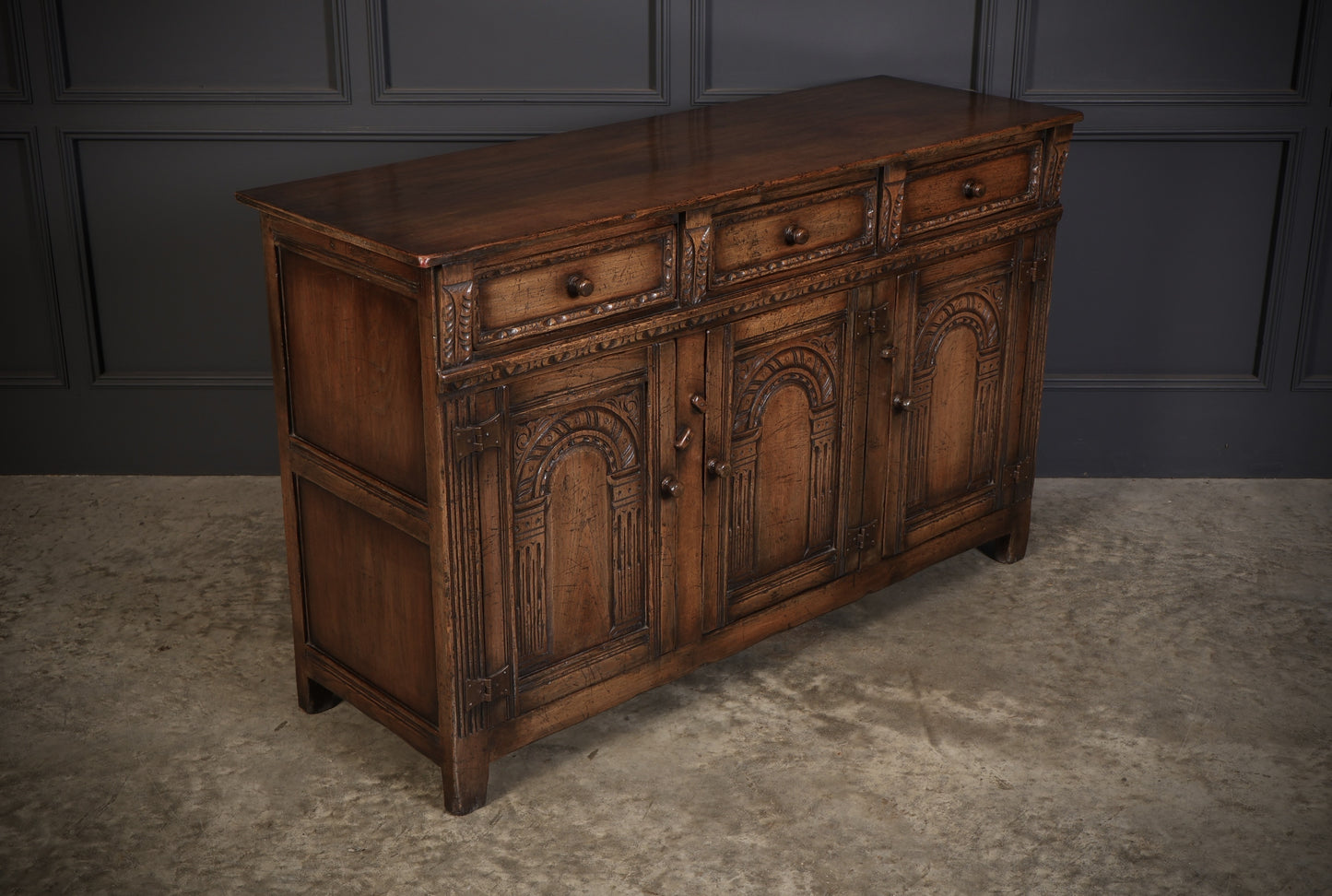 Vintage Carved Oak Sideboard, 1920s