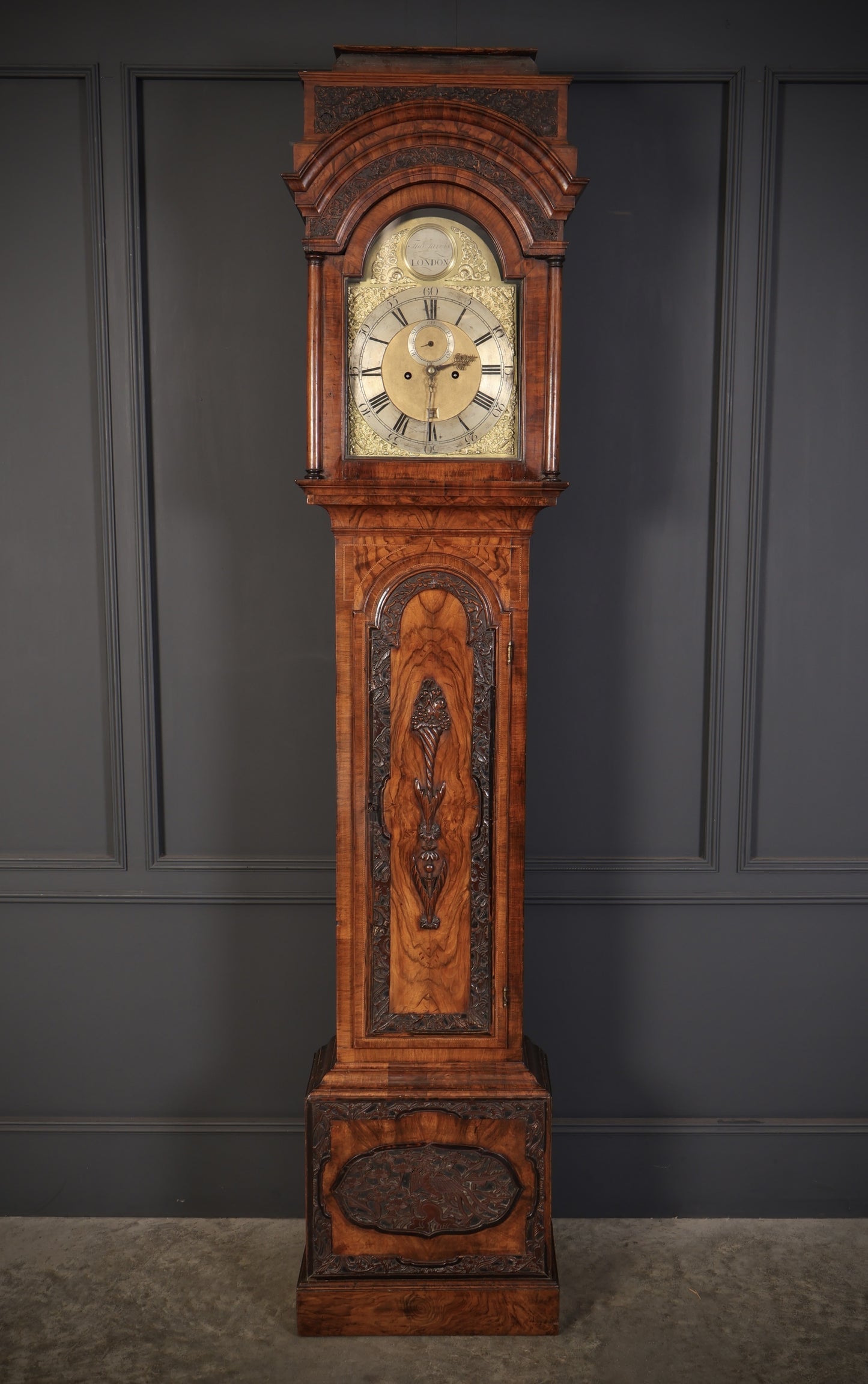 18th Century Walnut Antique Grandfather Clock