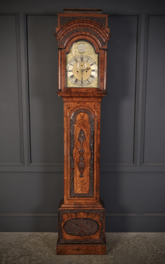 18th Century Walnut Antique Grandfather Clock