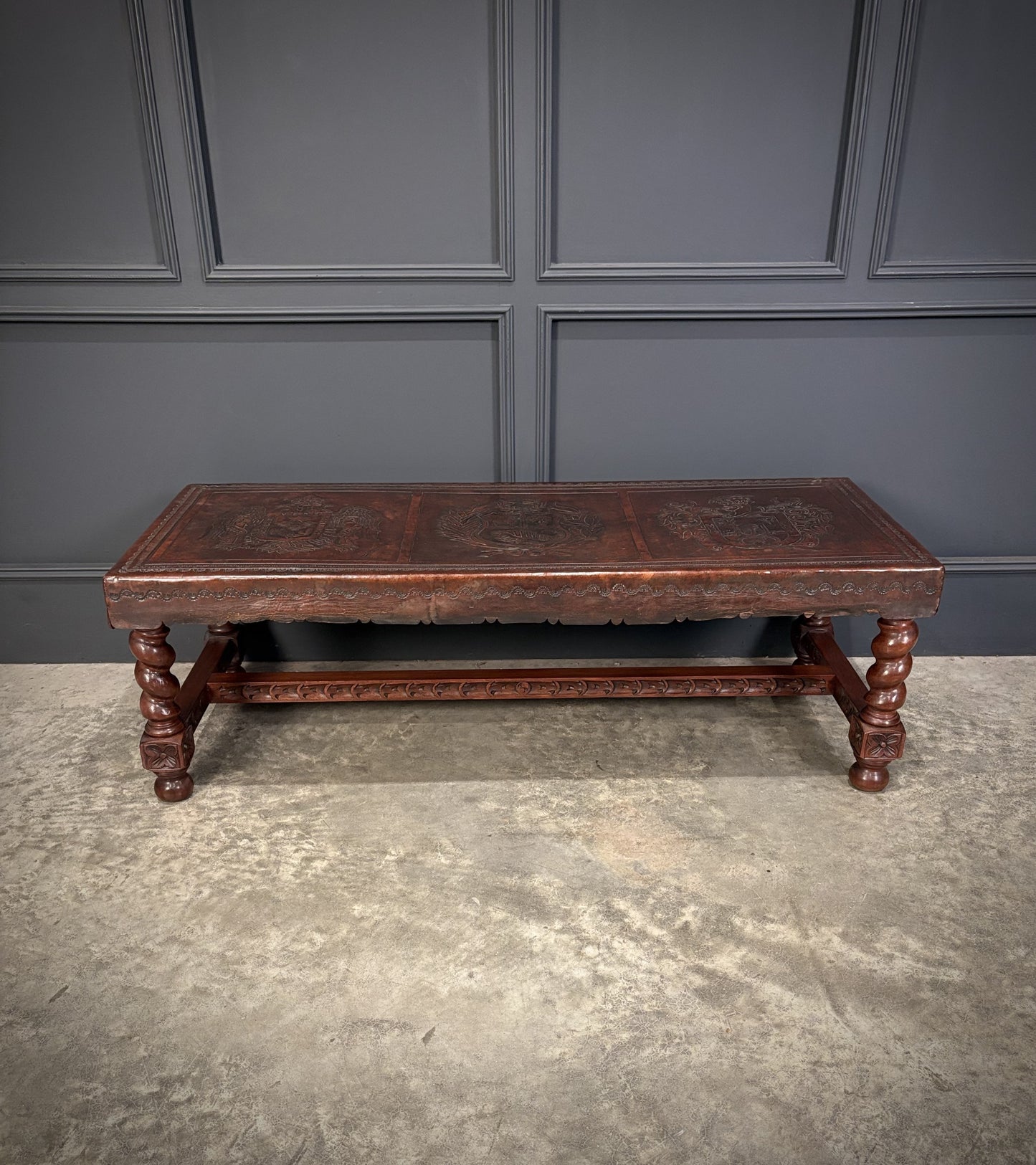 Mahogany & Leather Vintage Coffee Table