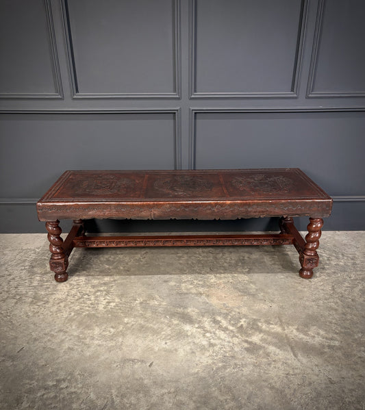 Mahogany & Leather Vintage Coffee Table