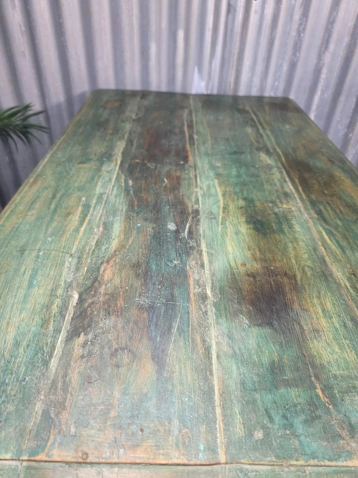 Green Vintage Rustic Indian Solid Wooden Desk Console Hallway Kitchen Island Table