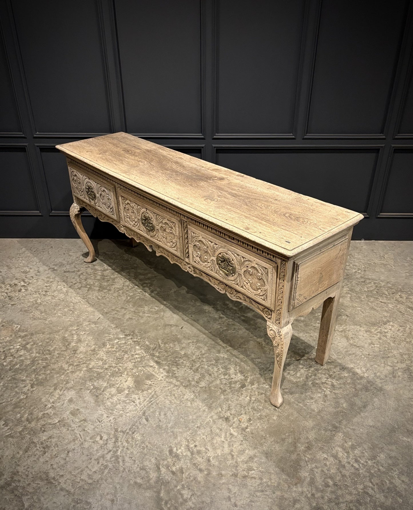 18th Century Carved Oak Dresser Base Carved Vintage Sideboard