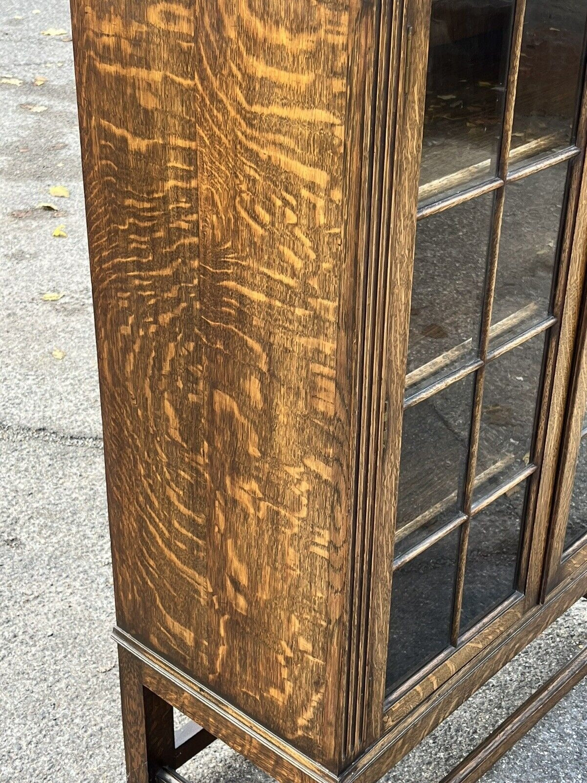 Vintage Edwardian Oak Bookcase Display Cabinet