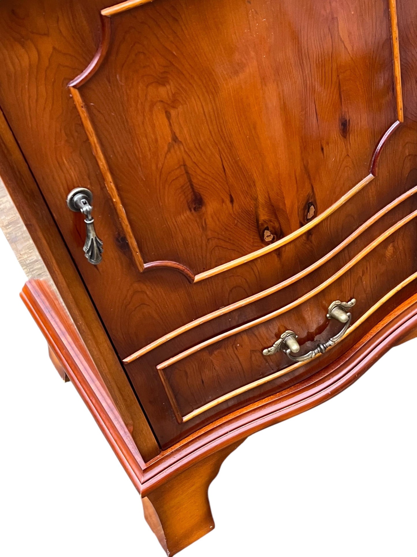Vintage Georgian style Yew media unit / bedside chest