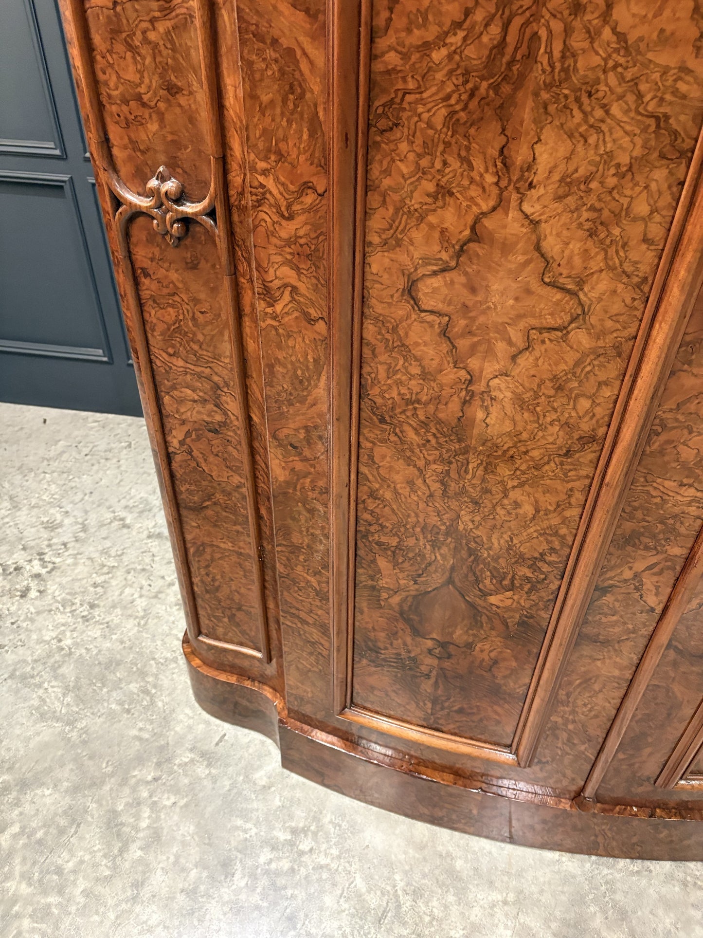 Large Victorian Bow Front Walnut Art Deco Wardrobe