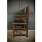 Pair Of Oak And Leather Antique Armchairs