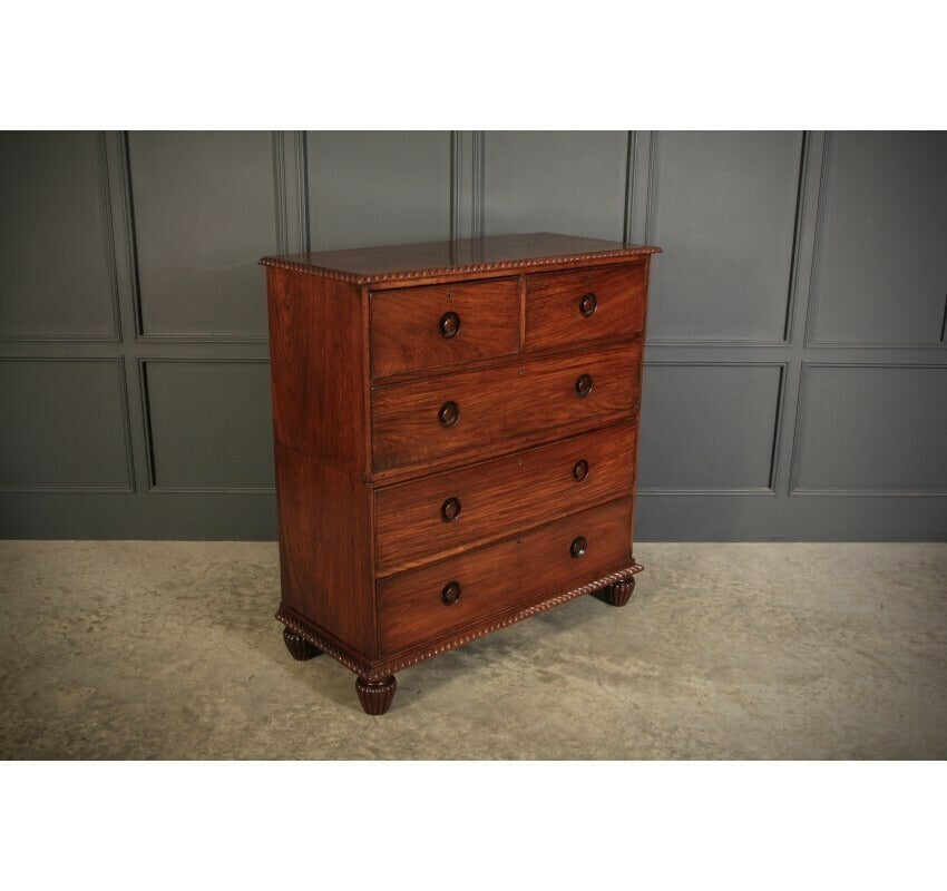 2 Piece Anglo Indian Large Vintage Military Chest Of Drawers