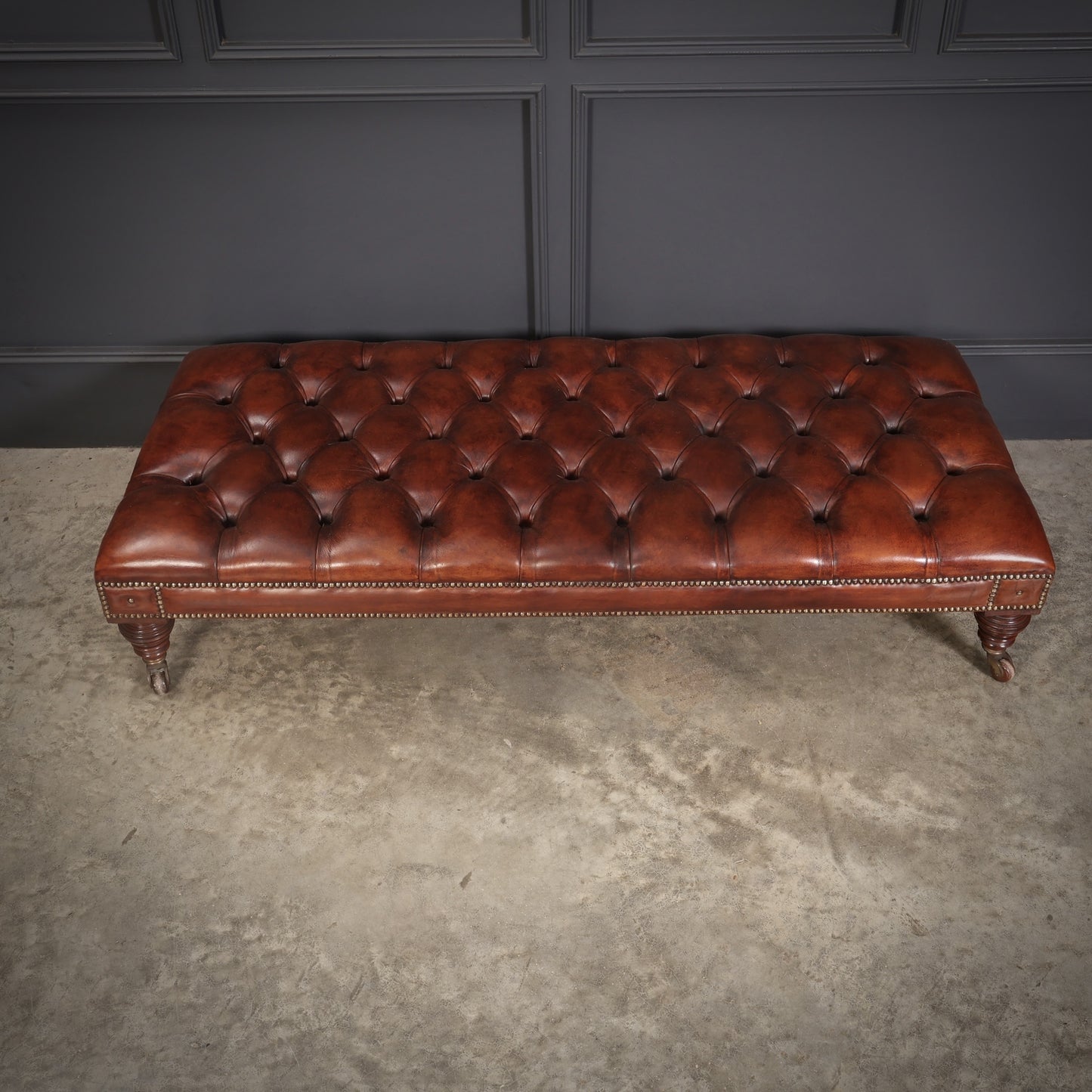 Vintage Victorian Buttoned Leather Footstool