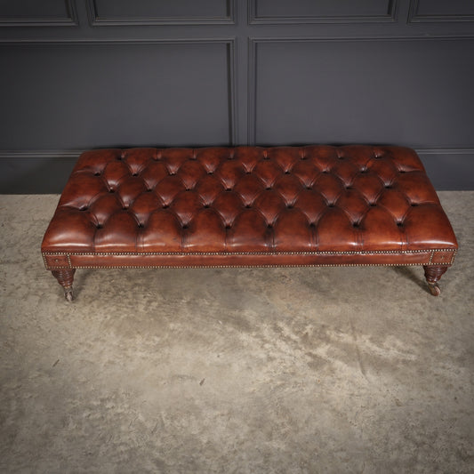 Vintage Victorian Buttoned Leather Footstool