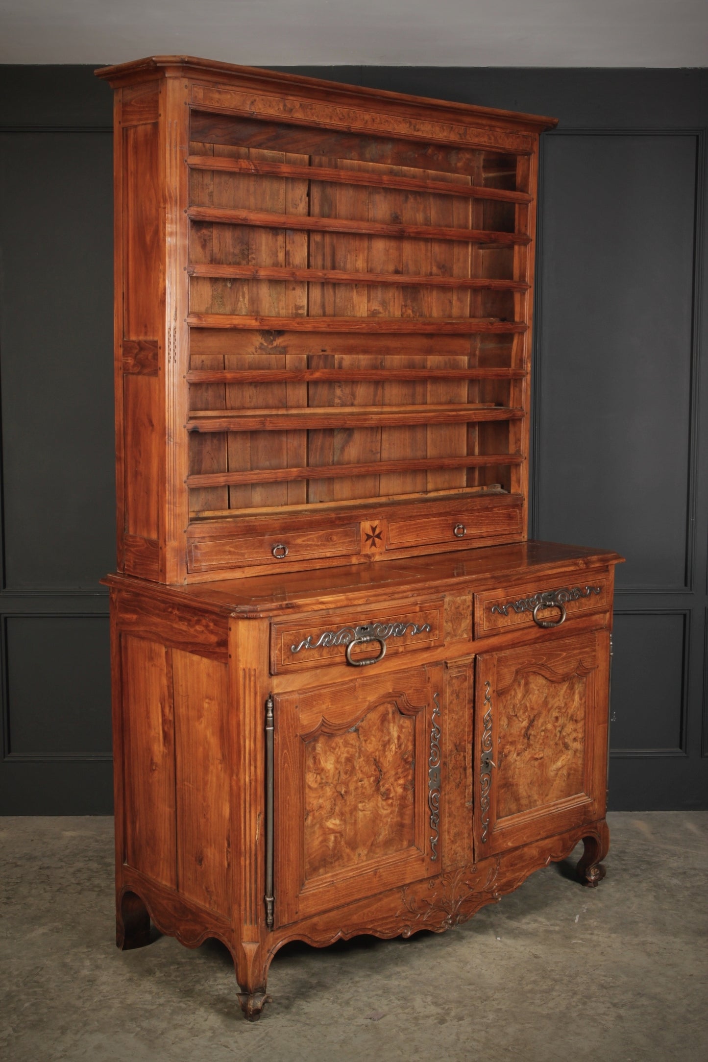 Large 18th Century Cherrywood & Walnut Antique Dresser