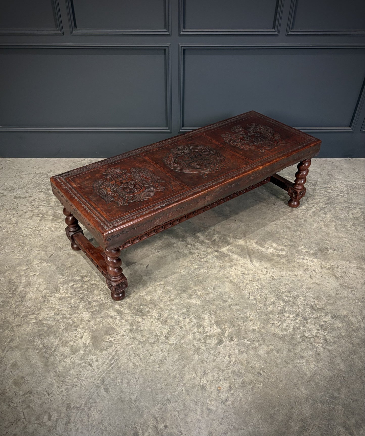 Mahogany & Leather Vintage Coffee Table