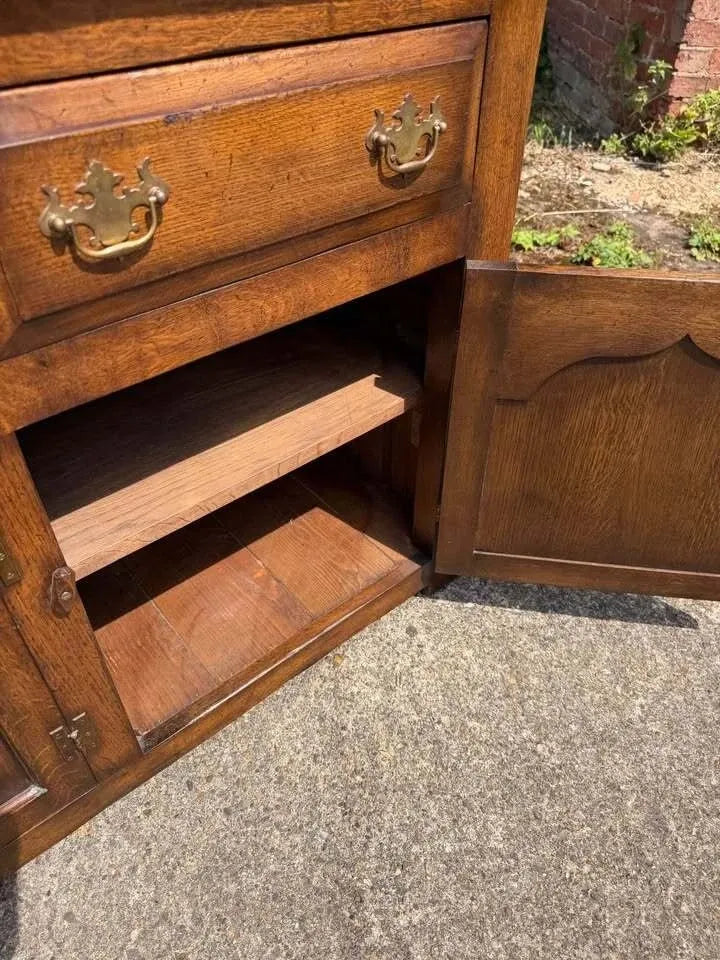 Large Antique Style Solid Oak Hand Made English Country Farmhouse Dresser