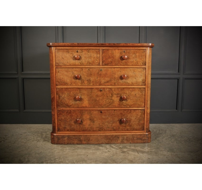 Vintage Victorian Burr Oak Chest Of Drawers