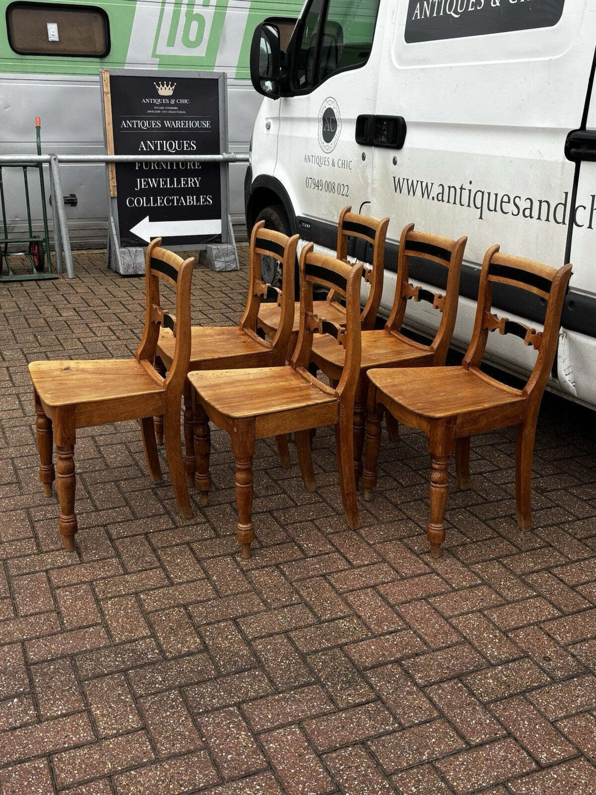 Vintage Victorian Set Of Pine Kitchen Chairs.