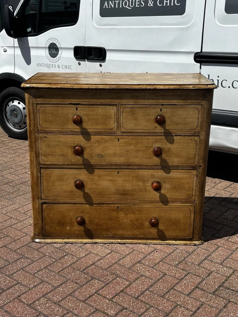 Vintage Victorian Chest Of Drawers With Original Painted Finish, Very Impressive.