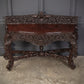 Antique Gothic Burmese Carved Padauk Wood Side Table