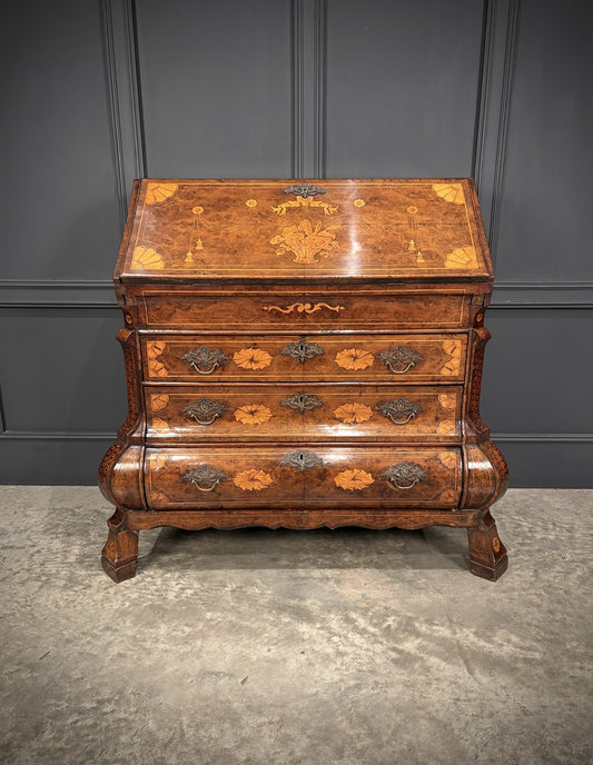 Dutch Marquetry Inlaid Walnut Art Deco Bureau