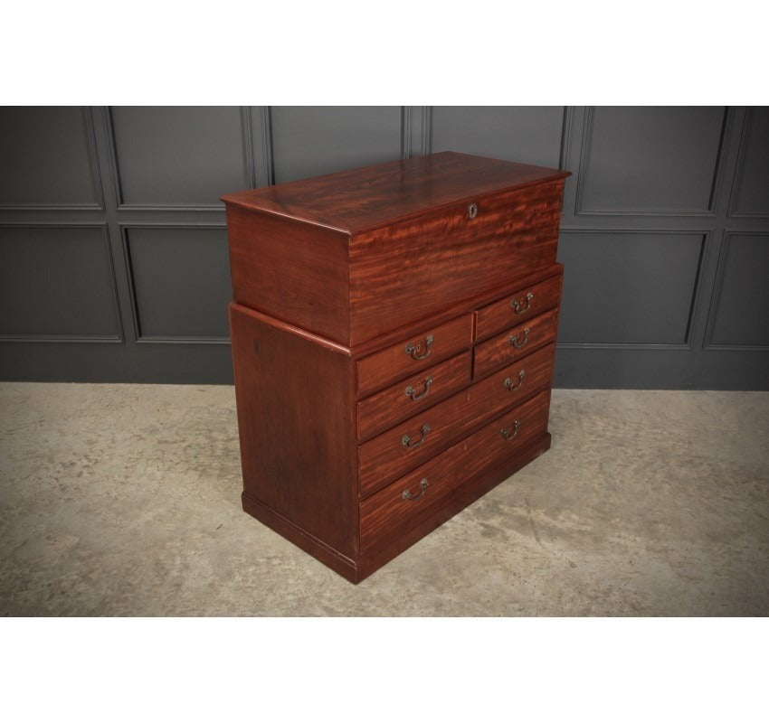 Vintage Georgian Blanket Box On Chest of Drawers
