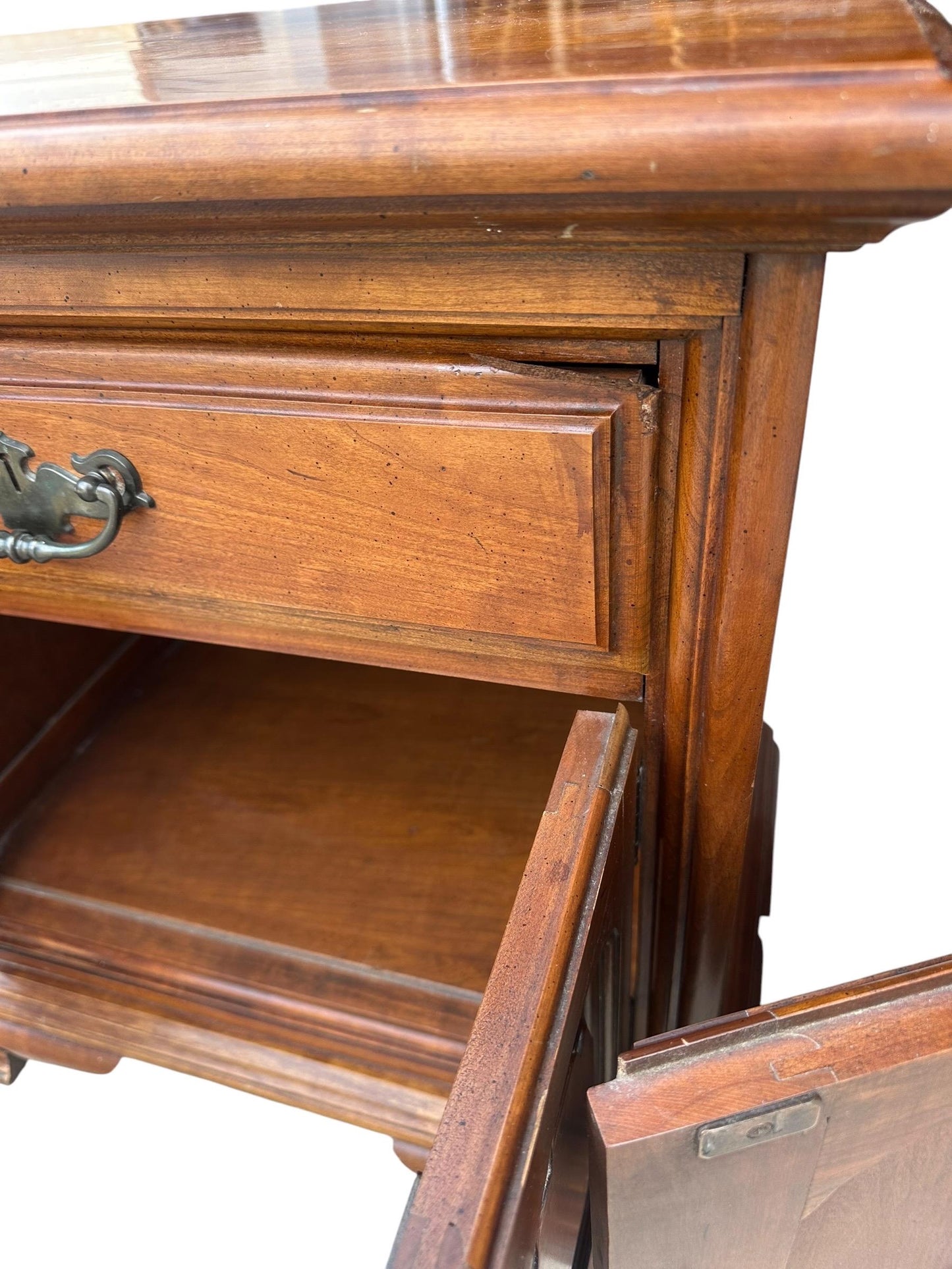 Vintage Cherry wood bedside chest of drawers cupboards