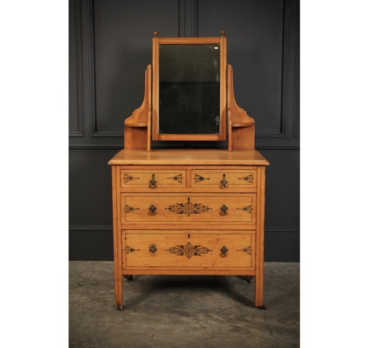 Satin Birch Stencilled Vintage Dressing Chest