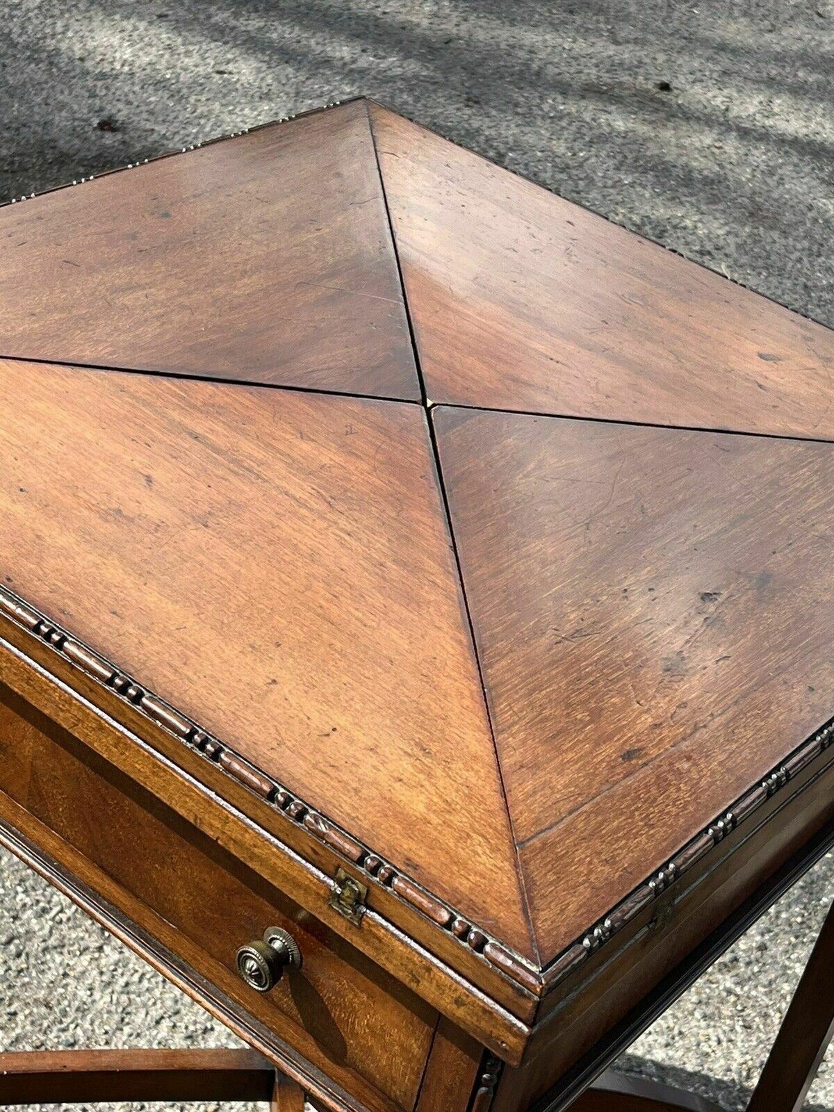 Vintage Victorian Mahogany Games Table , Green Baized Playing Area With Counter Holders