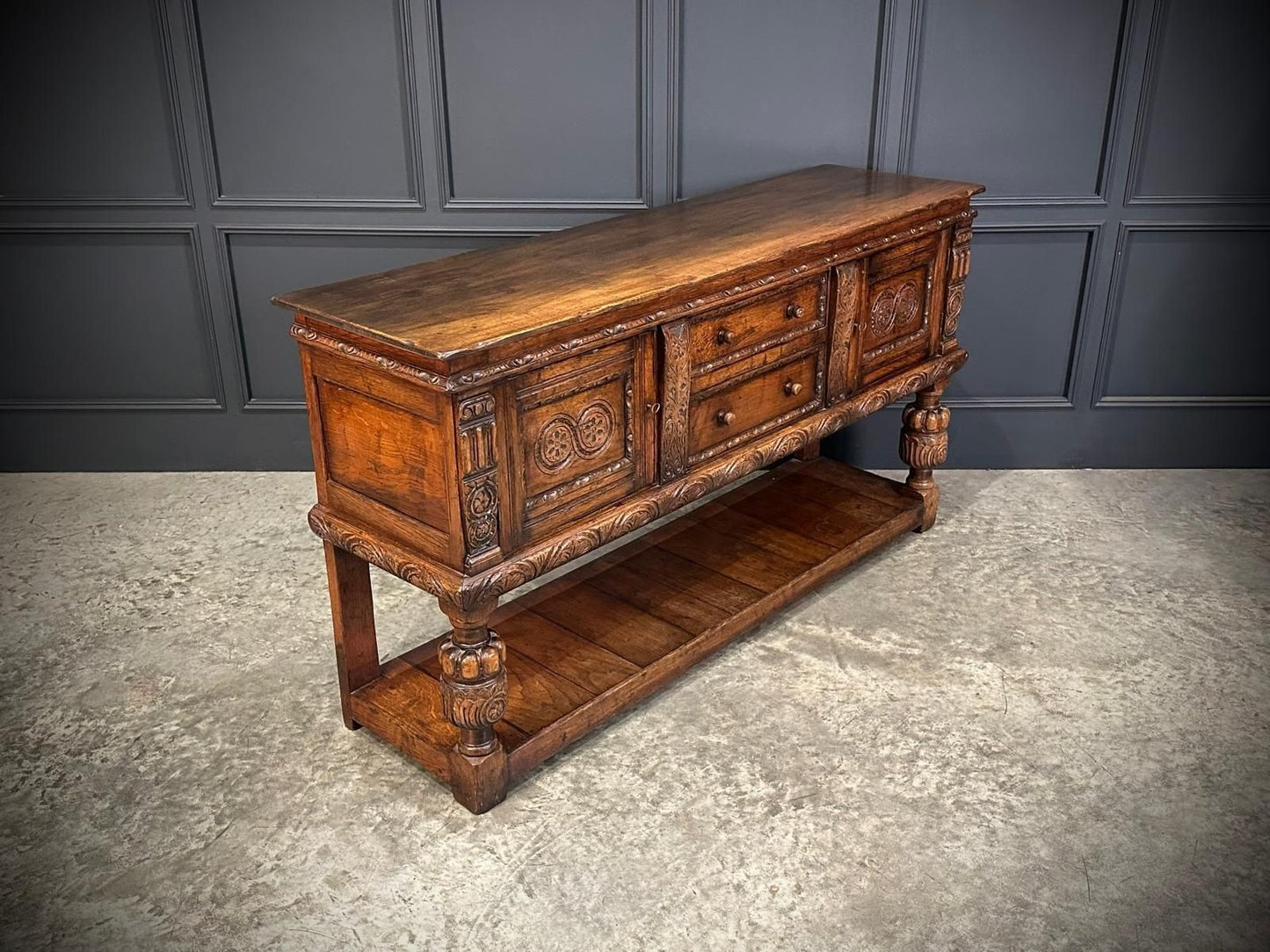 Solid Oak Potboard Dresser Antique Sideboard