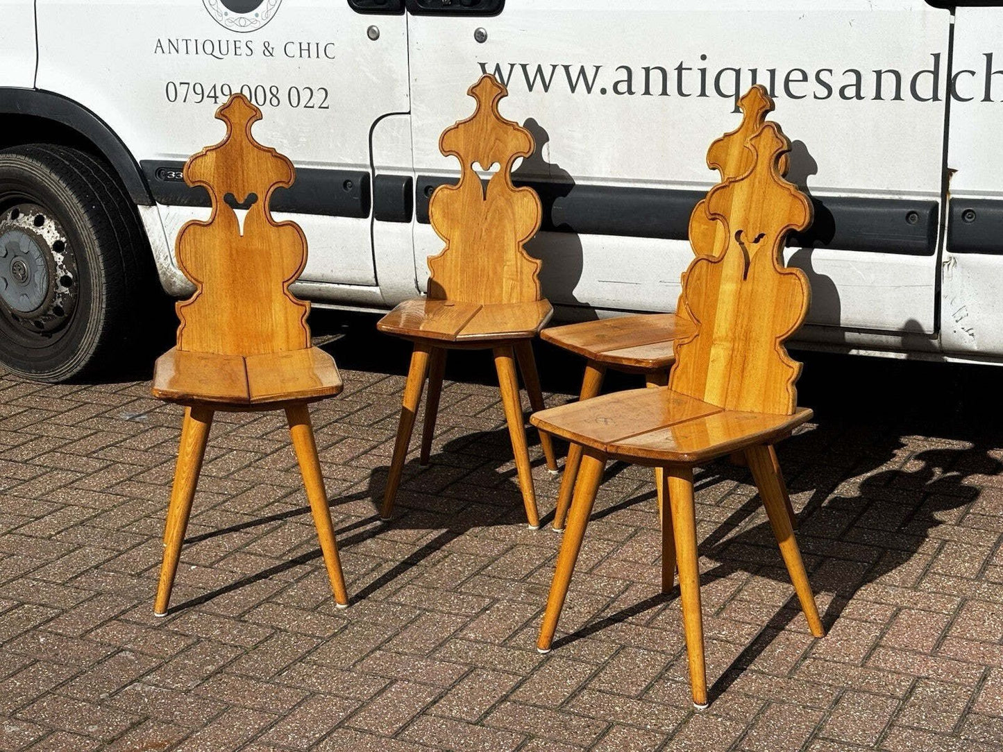 Vintage Set Of Elm Dining / Kitchen Chairs By Cepelia