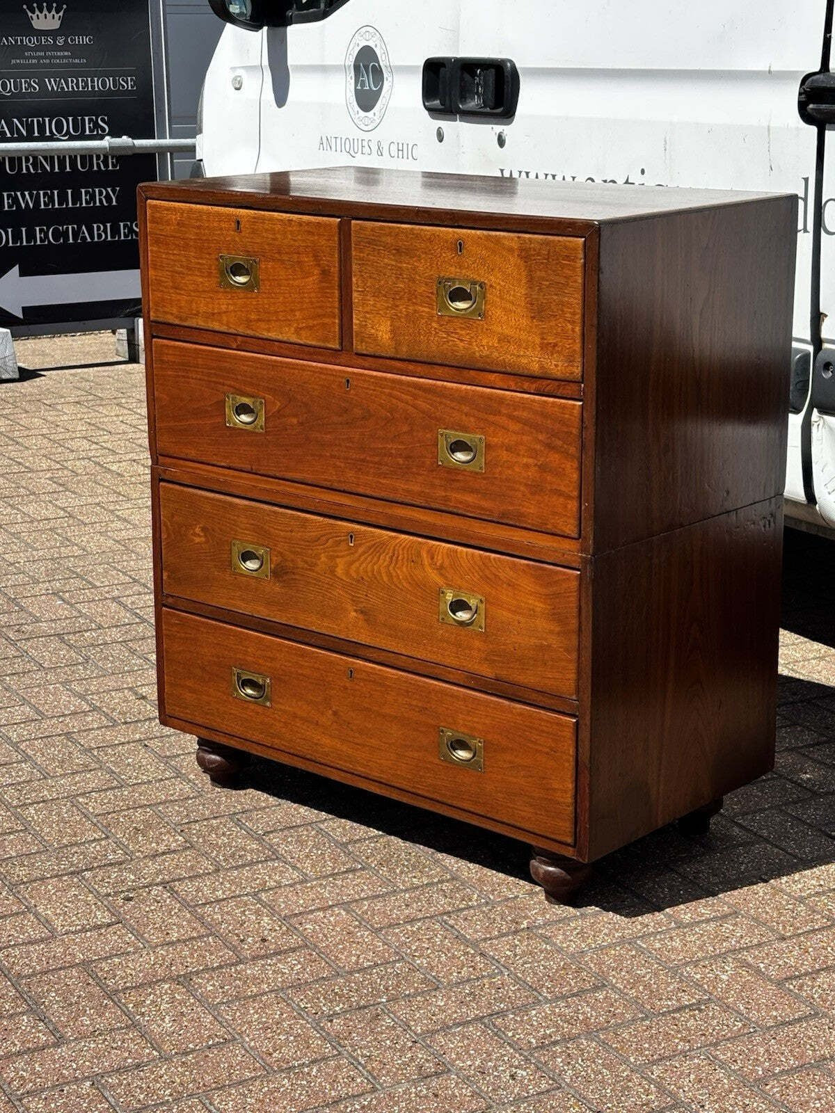 Vintage Campaign Chest, Military Chest. Splits In 2 Pieces. Very Good Quality