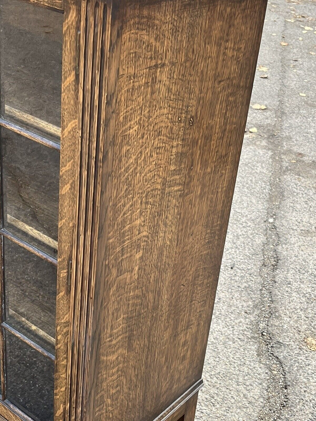 Vintage Edwardian Oak Bookcase Display Cabinet