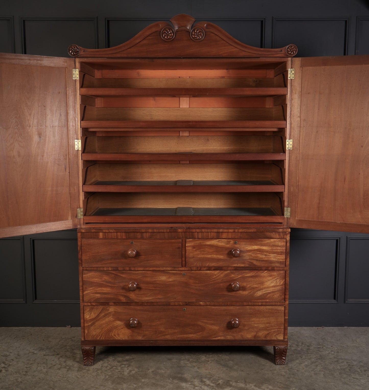 Late Regency Mahogany Linen Press