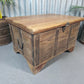 Vintage Rustic Indian Solid Wooden Dowry Chest Coffee Side Table Trunk